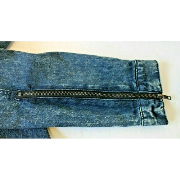 Guess Los Angeles Trucker Jean Jacket Denim Side Zip Sleeve Zip Womens Size XXL - Picture 4 of 8